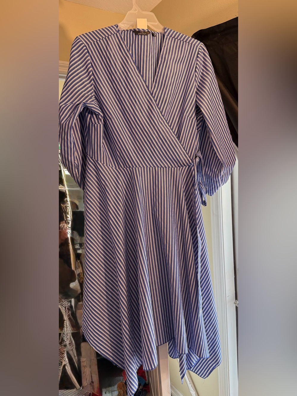 Elle Blue and White Vertical Stripe Dress